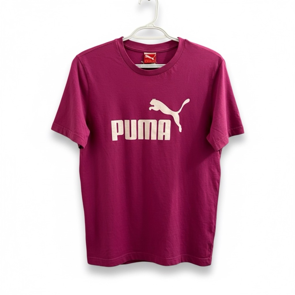 Puma | Pink Fuchsia Tee with White Classic Logo Soft Comfortable Stretch Fabric